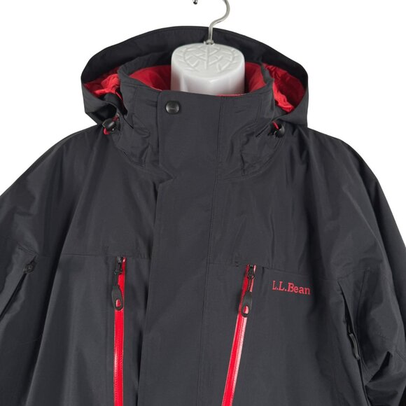 L.L. Bean Ski Snow Jacket Mens 2XL Black Red Nylon Fleece Lined CJ-2049 - Picture 4 of 12